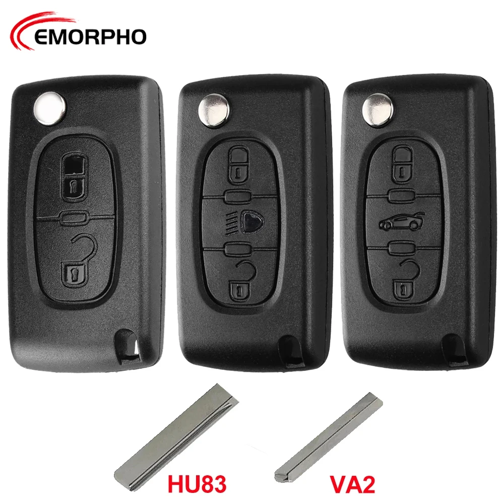 Flip Remote Car Key Shell Case For Peugeot 207 307 308 407 607 807 For Citroen C2 C3 C4 C5 C6 Berlingo Xsara HU83 VA2 key case car remote key car key car key shell key shell