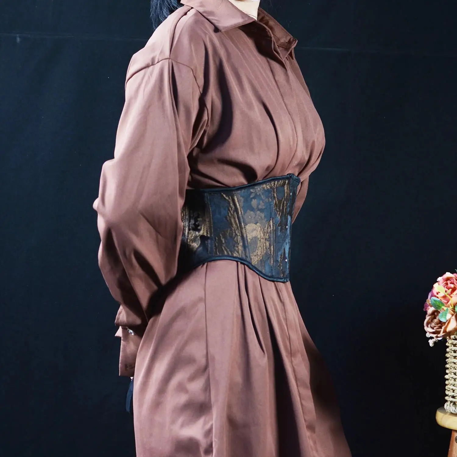 Damen Vintage Lolita Korsett-Top mit Sonnenblumen-Reliefdruck, kurzes Schnür-Bustier, Latex-Taillentrainer, Shapewear, Übergröße – Detail 17