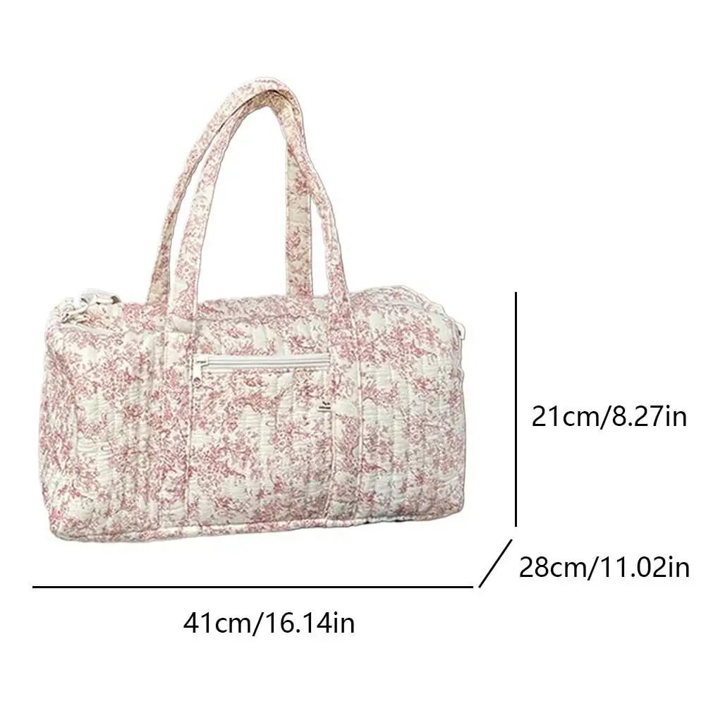 Travel Duffle Bag for Women Floral Quilted Overnight Bag with Adjustable Strap for Travel Business Trips Sport