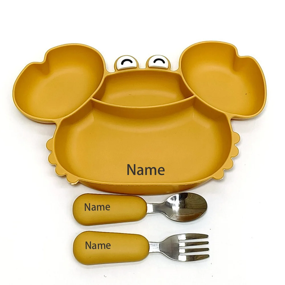 Free Name Printing Children's Tableware 3PCS Silicone Material More Thoughtful and Unique Personalized Gifts for Boys and Girls