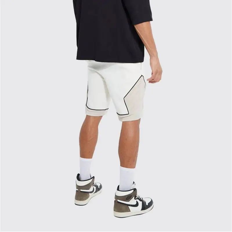 2023 Summer New Men's Beach Casual Pants Loose Slim Elastic Thin Quarter Pants Fashion Splice Embroidered Men's Shorts