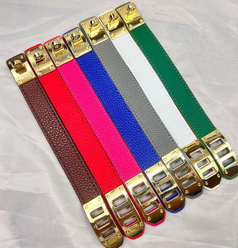 Leather Bracelet 10 Colors Single Layer Gold Plated Rotating Buckle Steel PU For Women Jewelry