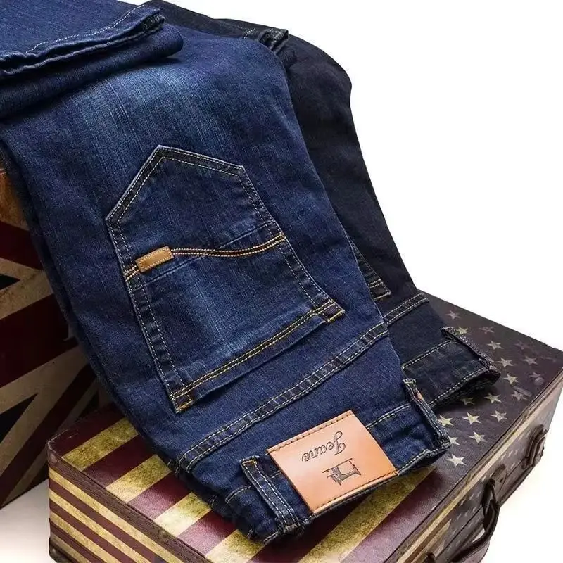2025 Men's New Men's Fashion Casual Jeans Classic Style Casual Stretch Slim Fit Jeans Men's Denim Pants Black Blue Men's Style 2