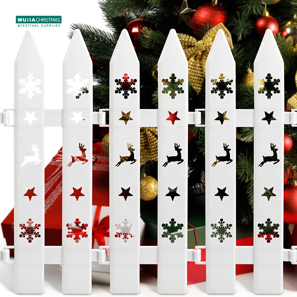 10pcs Christmas Decoration Tree Snowflake Plastic Fence Detachable for DIY Courtyard Kindergarten Flower Garden Home Scene Decor