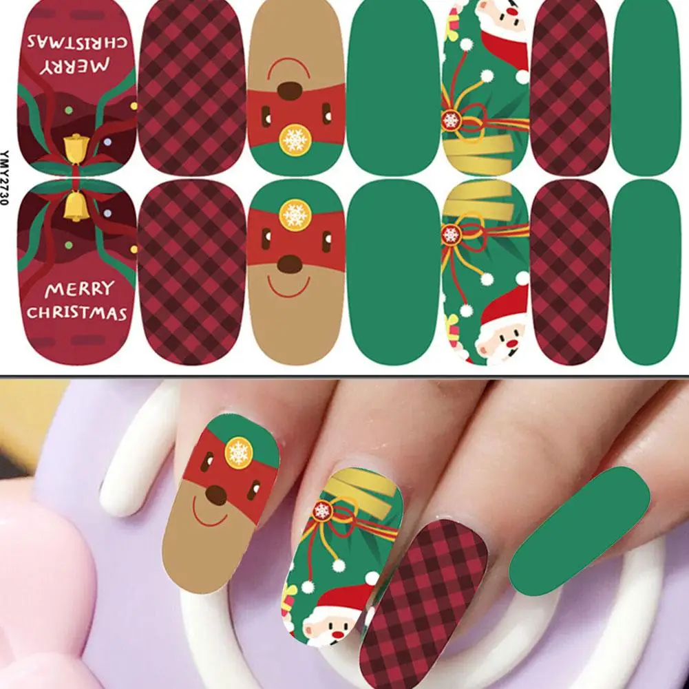 

Baking Free Christmas Series Nail Polish Stickers Strips Plain Nail Art Decorations Heart Designs Glitter Powder Manicure Tips