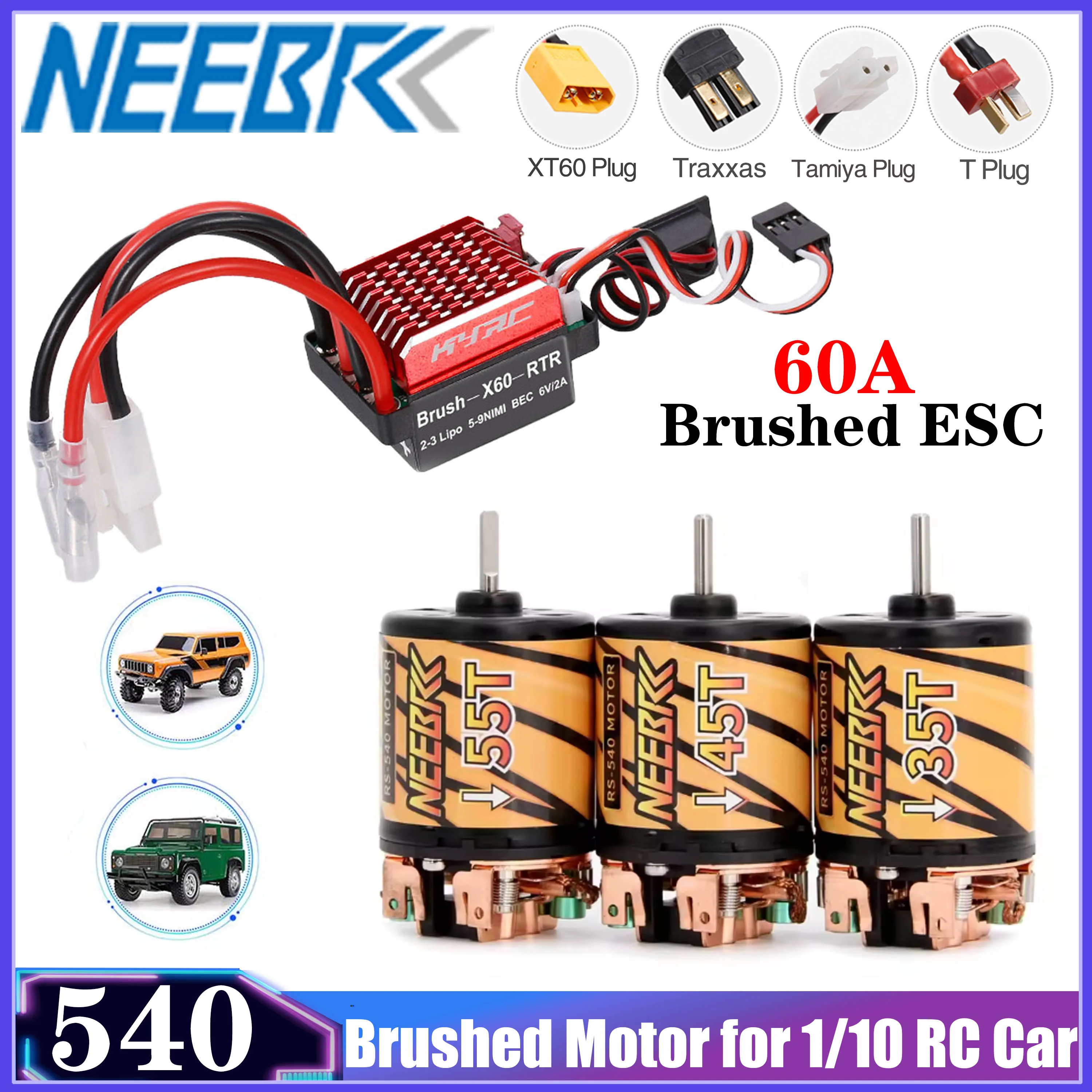 Motor Cepillado 540 35T Con ESC 360A – Para RC SUV Y Coches Escalador 1/10