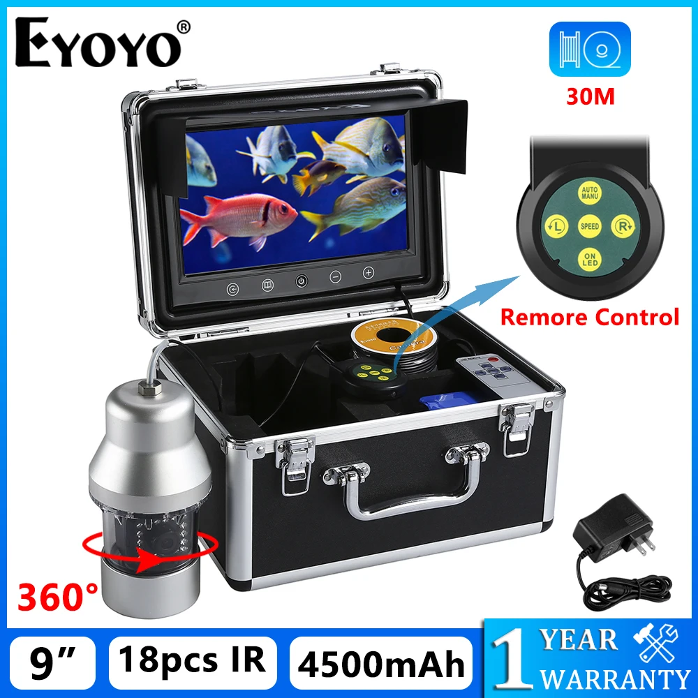EyoyoUnderwaterWinterFishing9LargeColorScreen1000TVLFishFinder360HorizontalRotation