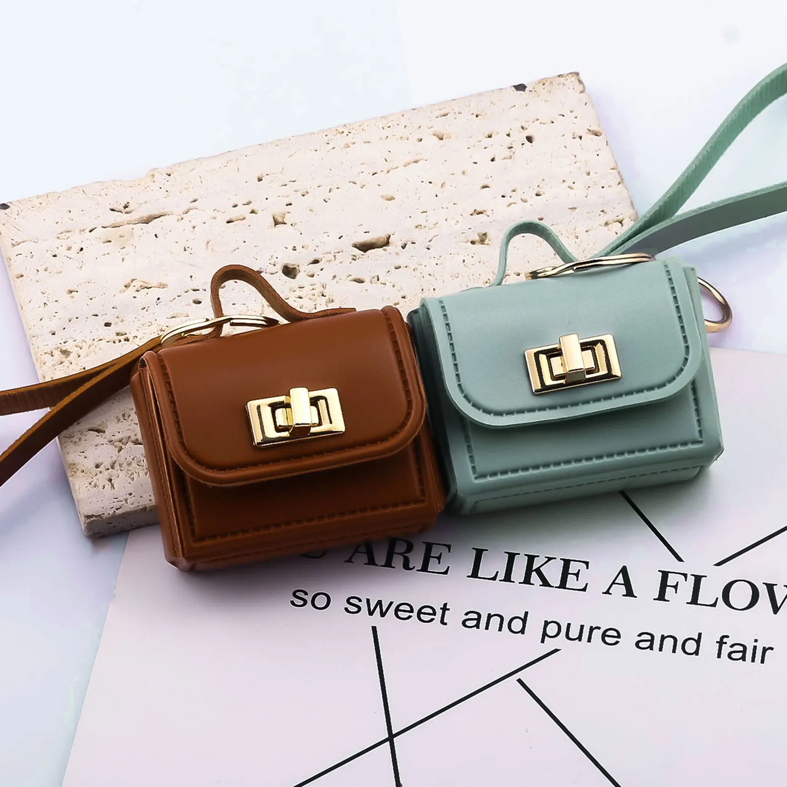 NEU 2026 Mini Leder Öffnungsfähige Kleine Tasche Schlüsselanhänger PU-Leder Handschlaufe Münzbörse Zubehör Anhänger Tasche Schmuck Geschenk – Detail 9