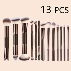 Professional 13 - Piece Double - Ended Makeup Brush Set with Soft Bristles and Durable Aluminum Handle (13 PCS)