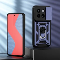 Ultimate Shockproof Armor Case with Slide Camera Protector and Ring Stand for Xiaomi 14 (Navy Blue)