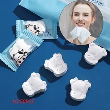 10/50Pcs Disposable Cow Towel Non-woven Outdoor Moistened Tissues Portable Mini Compress Water Wet Wipe Makeup Face Towel