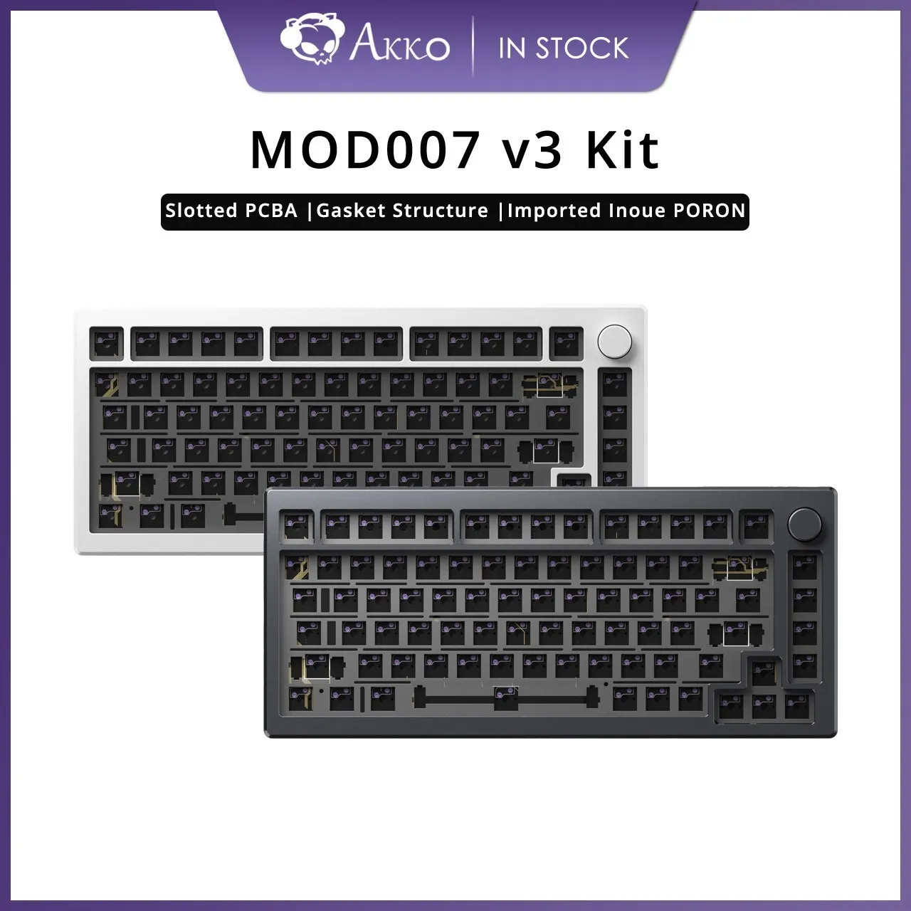 

Akko MOD007 V3 VIA Mechanical Keyboard Kit Aluminum CNC Custom DIY Kit Hot Swap Per-key Slotted PCBA Gasket Mount 82-Key