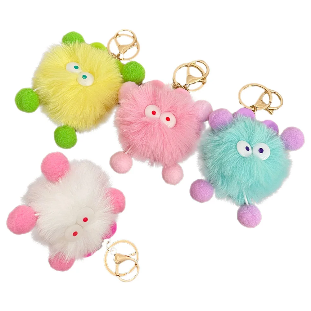 

4 Pcs Key Chain Fob Aesthetic Keychain Cute Bags Keychains for Women Backpack Pendant Plush Decoration Child