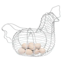 White Iron Art Eggs Storage Basket Chicken Shaped Egg Holder Household Vegetables Fruit Container Organizer Rack Basket 1