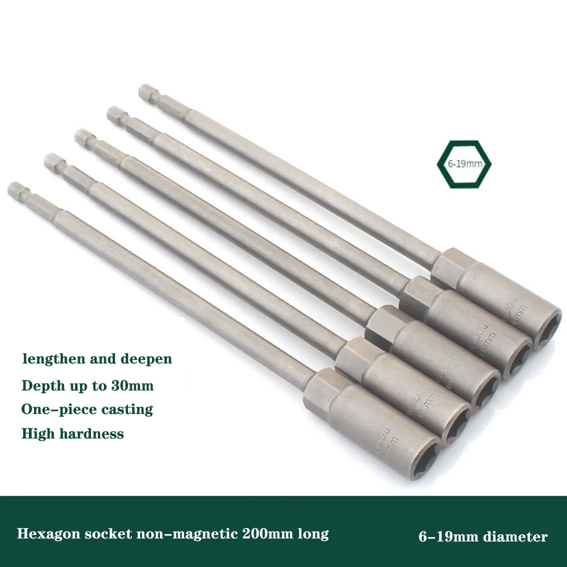 

200mm Long and 30mm Deep Non Magnetic Pneumatic Screwdriver With Internal and External Hexagonal Screw Wrench Driver 6-19mm