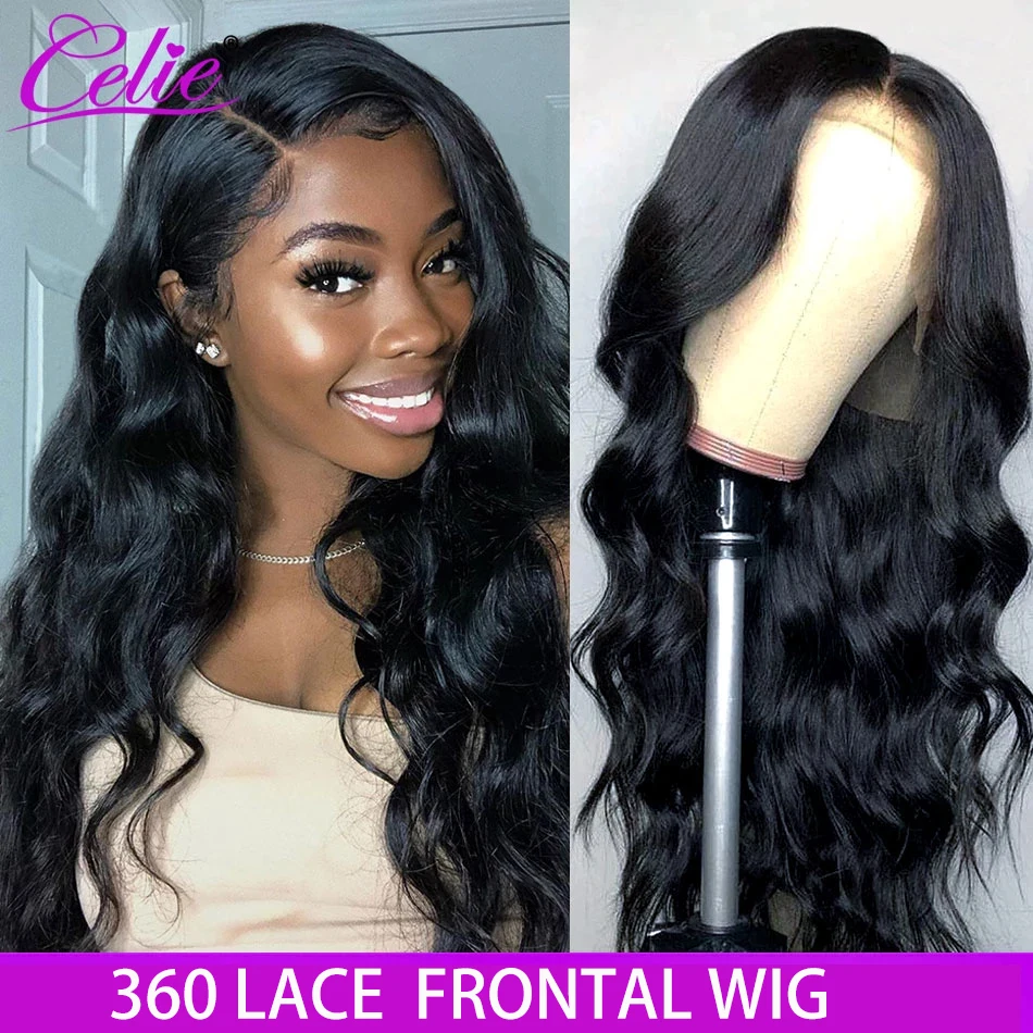 Celie Body Wave 360 Lace Frontal Wig For Black Women Body Wave Wig 28 30 Inch Lace Front Human Hair Wigs 200% Wigs