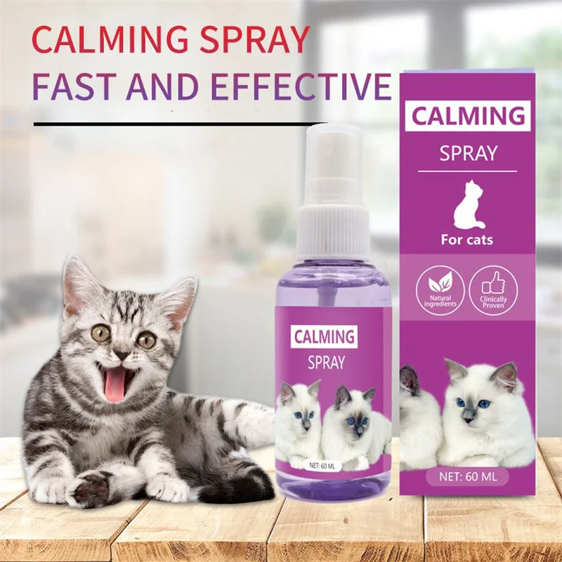 60ml Calming Spray Feline Anti Stress Pheromone Emotional Soothing Spray Health Cleaning Supplies For Cats