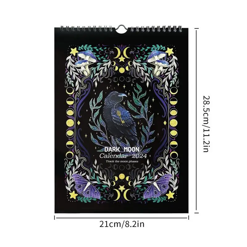 2024 Wall Calendar 12 Month Dark forest 2024 Lunar Calendar 12 Months Waterproof Hangable Cardboard Monthly Calendar with