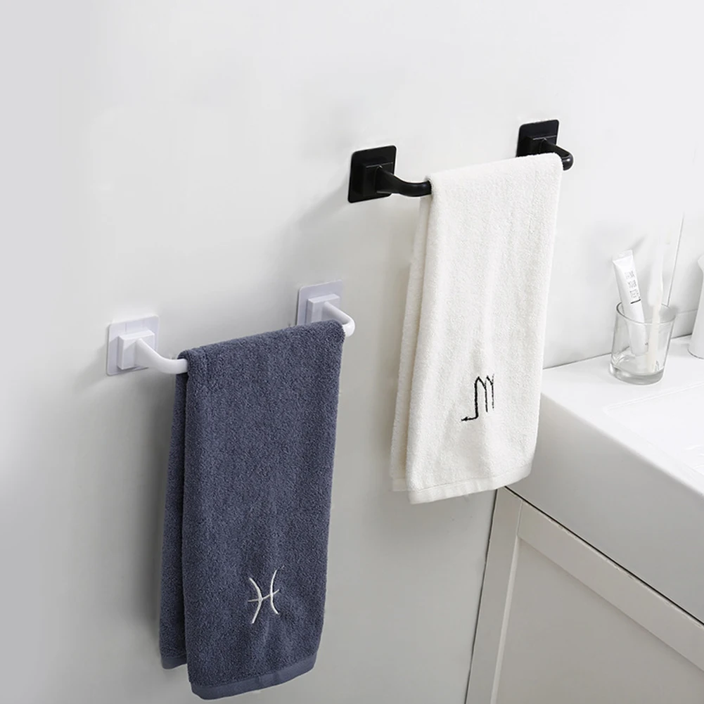 Self-Adhesive Towel Rod On Wall Bath Towel Holder Rail Rack Bathroom Hanger Bathroom Adhesive Rack Accessories towel rack towel holder