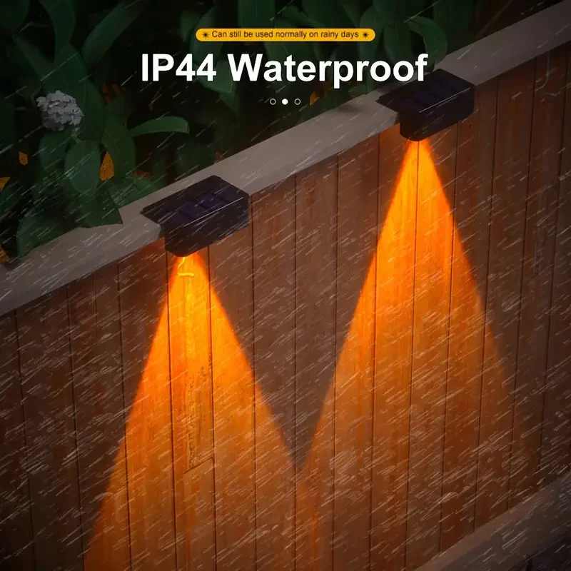 Solar Step Lights Outdoor Waterproof LED Garden Wall Lamps with Polycrystalline Silicon Solar Panels Fence Stair Lighting