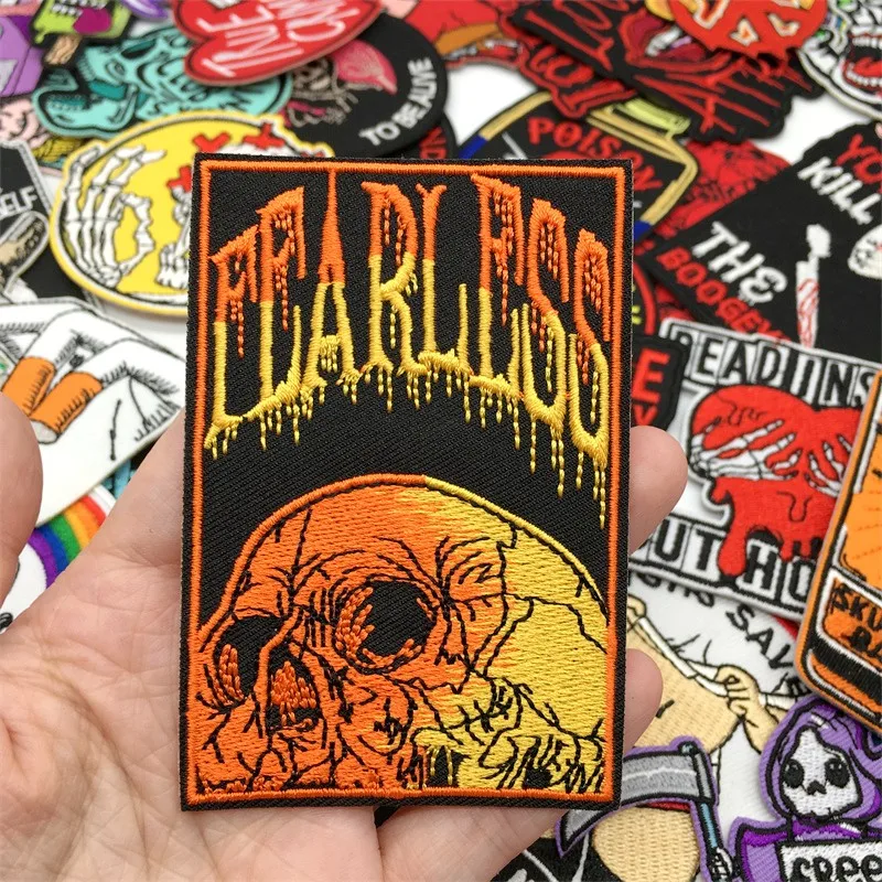 50 teile/los Punk Stickerei Patches auf Kleidung DIY Eisen Patches für Kleidung Applikationen Jacke Jeans Aufkleber – Detail 4