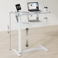 Adjustable Overbed Bedside Table with Wheels Pneumatic Mobile Standing Laptop Desk Rolling Computer Cart Movable Overbed Table 2