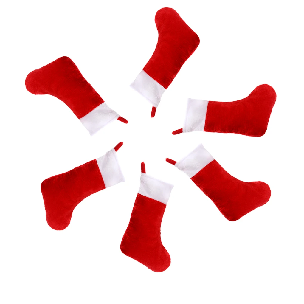 Christmas stockings 6Pcs plush hanging socks portable fireplace ornament Xmas tree decor large capacity for Christmas
