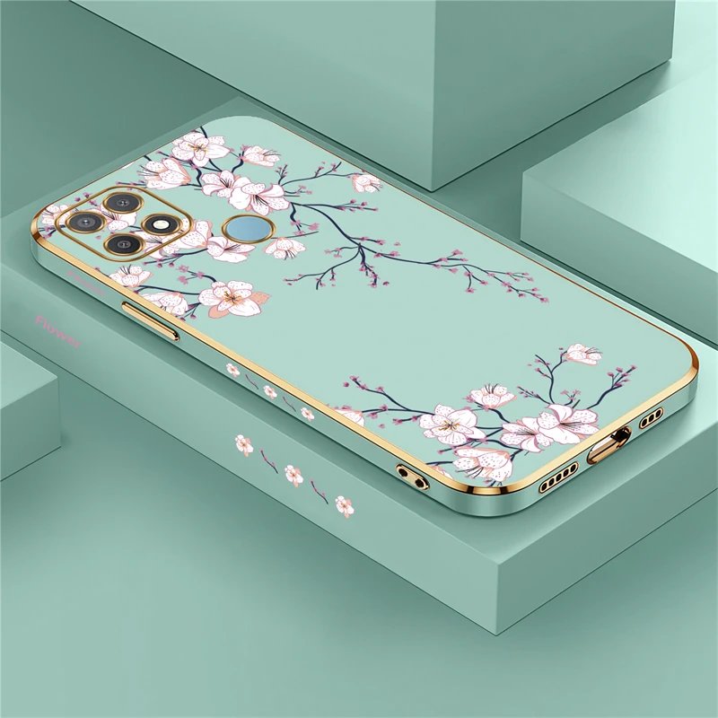Floral Silicone Plating Cover – Elegant Soft Case Sleeve