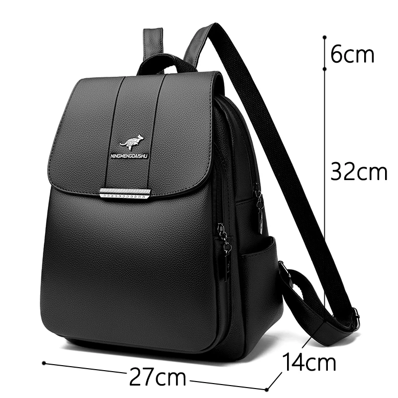 Women Backpack School Bags For Girls Soft Leather Female Vintage Bag School Bags Women PU Backpacks Fashion Travel Bagpack 2