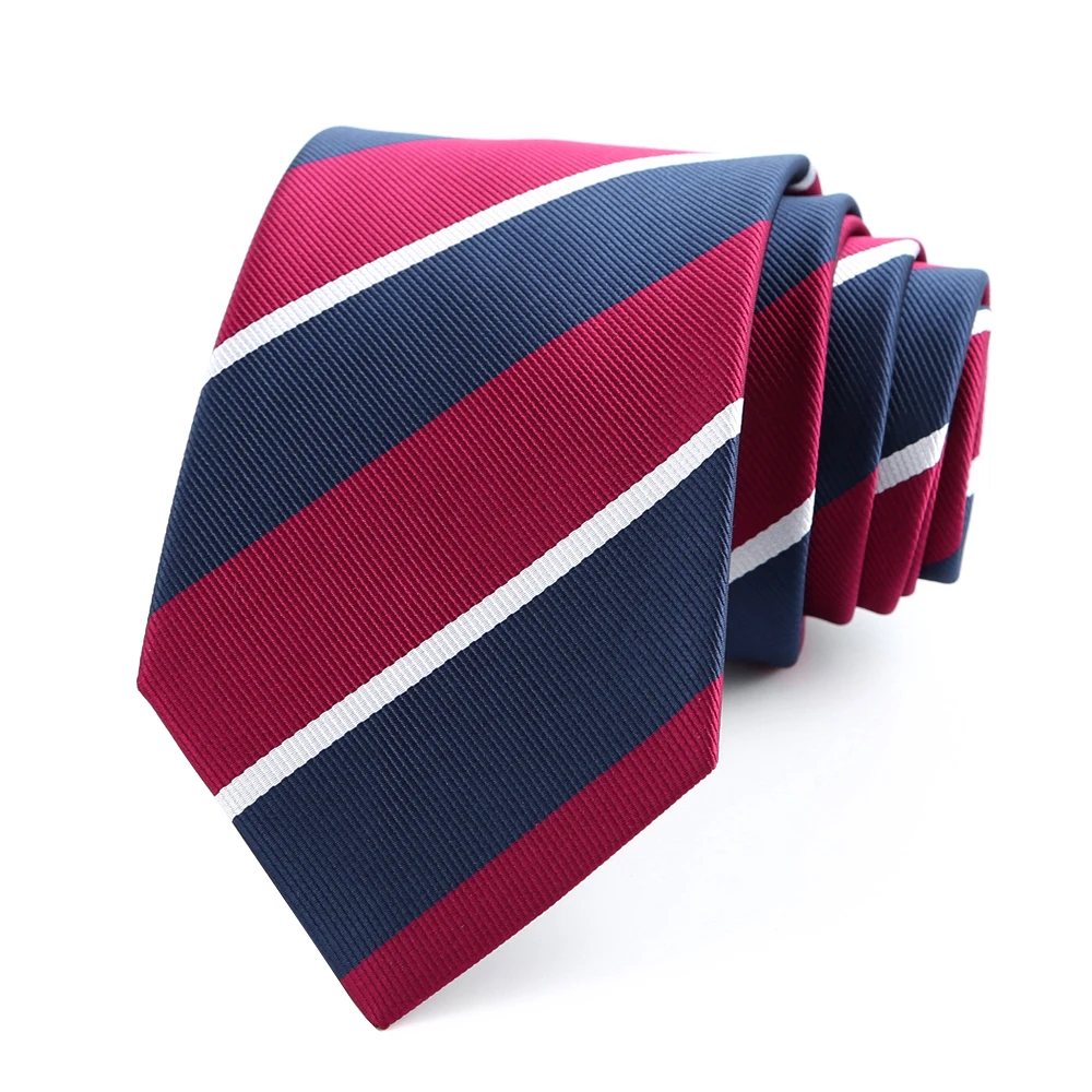 

8CM Men's Necktie Classic Ties For Man Polyester Jacquard Ascot Wholesale Wedding Business Party Rose Blue Stripe Accessories