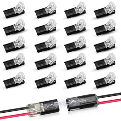 Double - Wire Plug - in Connector with Locking Buckle - Universal Compact 2 - Pin LED Wire Connector (10/20 Pack) (20pcs)
