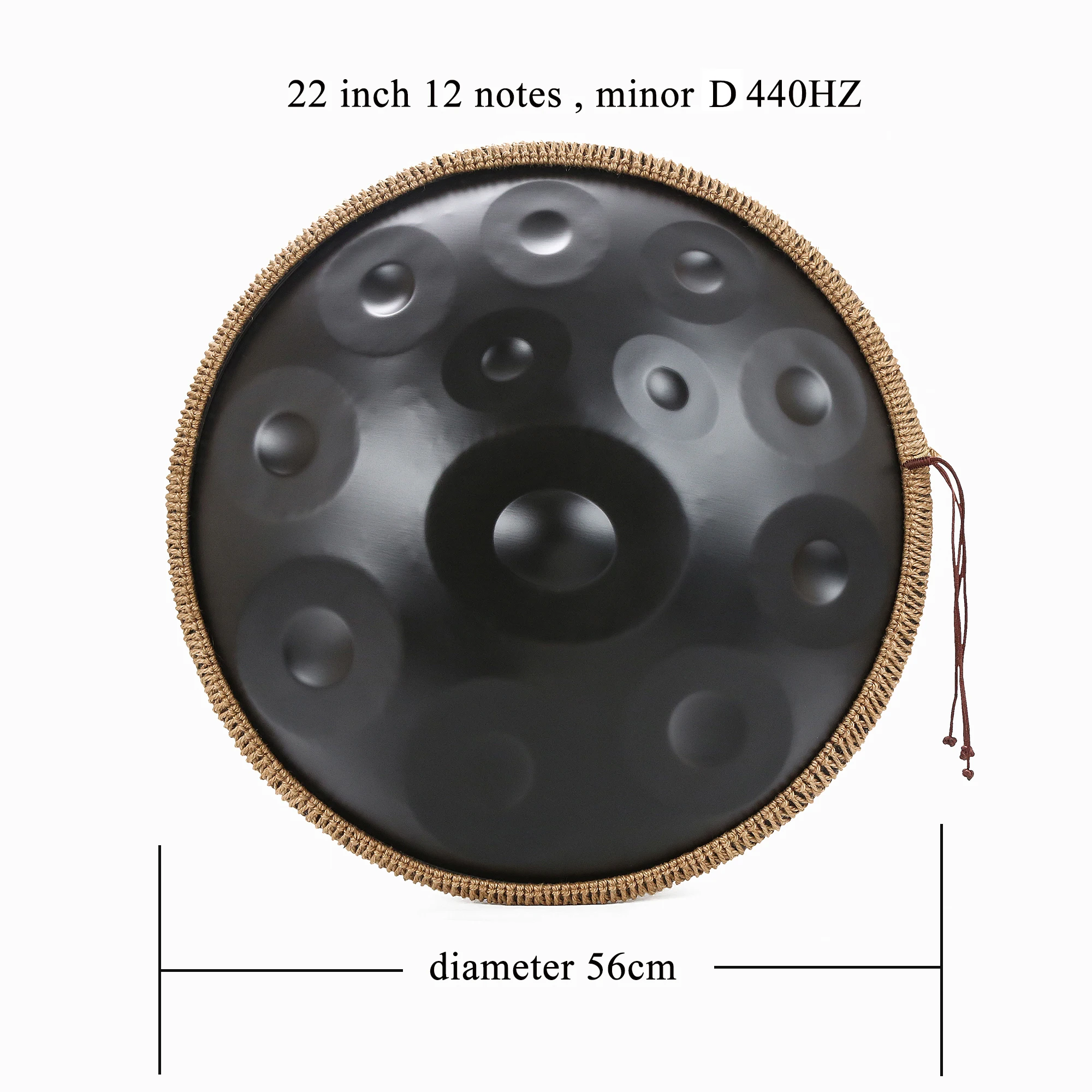 Handpan 12 Notes D Minor 440HZ, Pantam 22 Inch Glucophone, Steel Drum, Hand pan for Beginner Musical Instruments