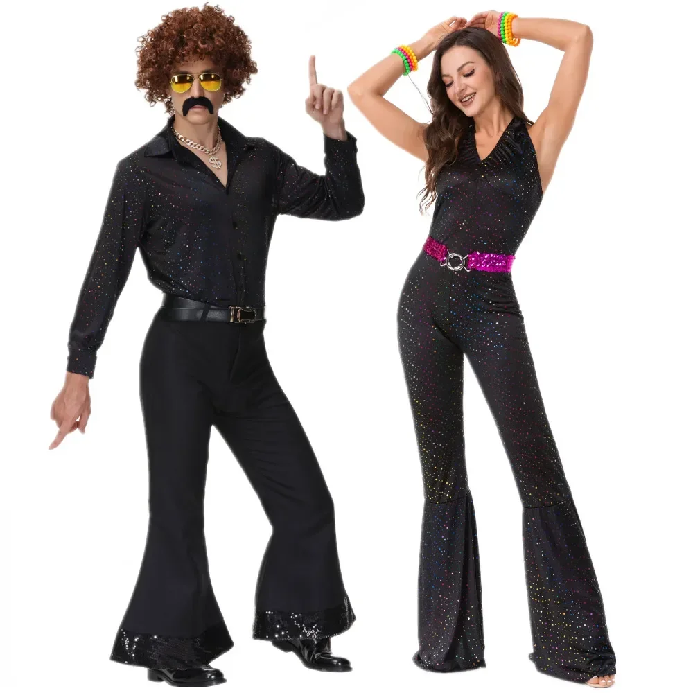 Retro Ladies Mens Dancing Queen 1960s 70s Hippie Blue Disco