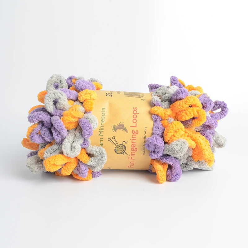 1PCS=100g Puffy Finger Loop Chunky Chenille Yarn Crochet Hand Knitting Soft Circle Rope MicroPolyester Blanket No Needle Hooks 6