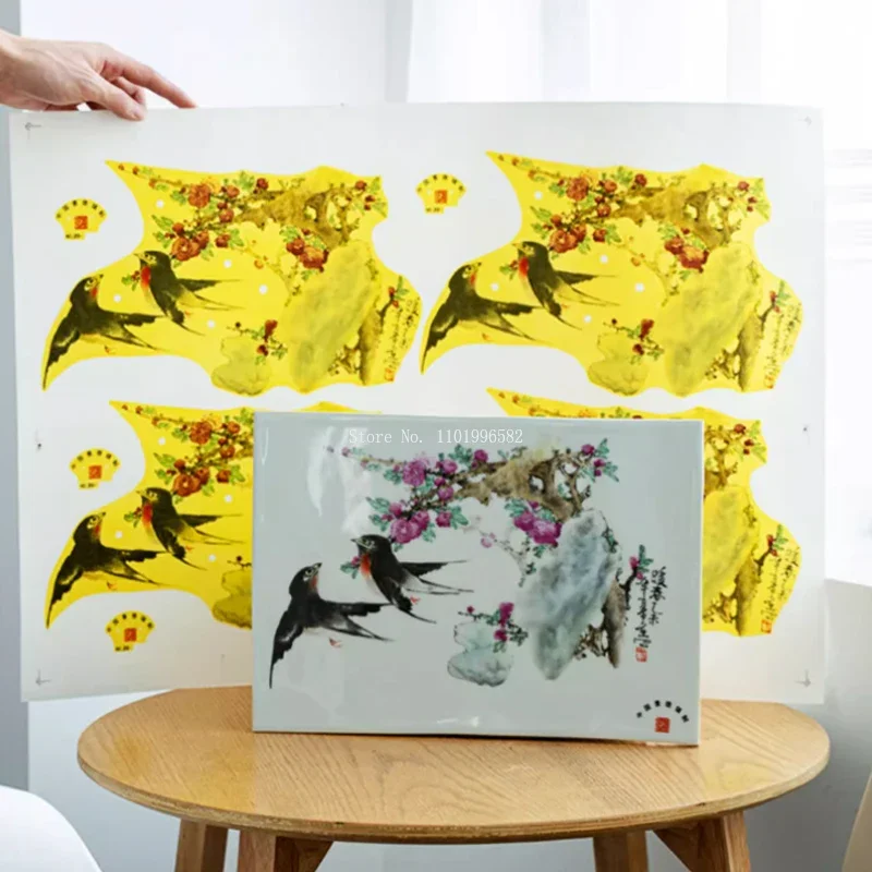 Medium Low Temperature Firing Ceramic Overglaze Colour Applique Paper DIY Pottery Handicrafts Decoration Baked Flowers Paper