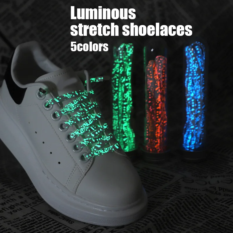 5 Colors Luminous Stretch Shoelaces Flat Suitable For All Shoes
