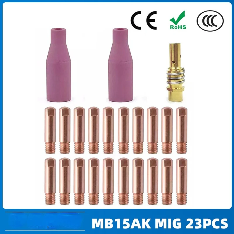 23PCS MB15AK Protection Nozzle Mig Two-protection Welding Gun Accessories MB15 Conductive Nozzle Protection Nozzle Conductive