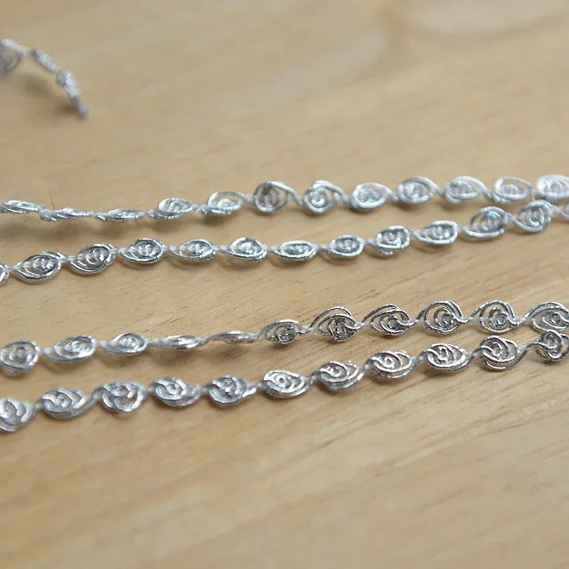 5M 실버 골드 리본 스레드 원형 레이스 트림 레이스 패브릭 바느질 지네 땋은 레이스 웨딩 공예 DIY 의류 액세서리