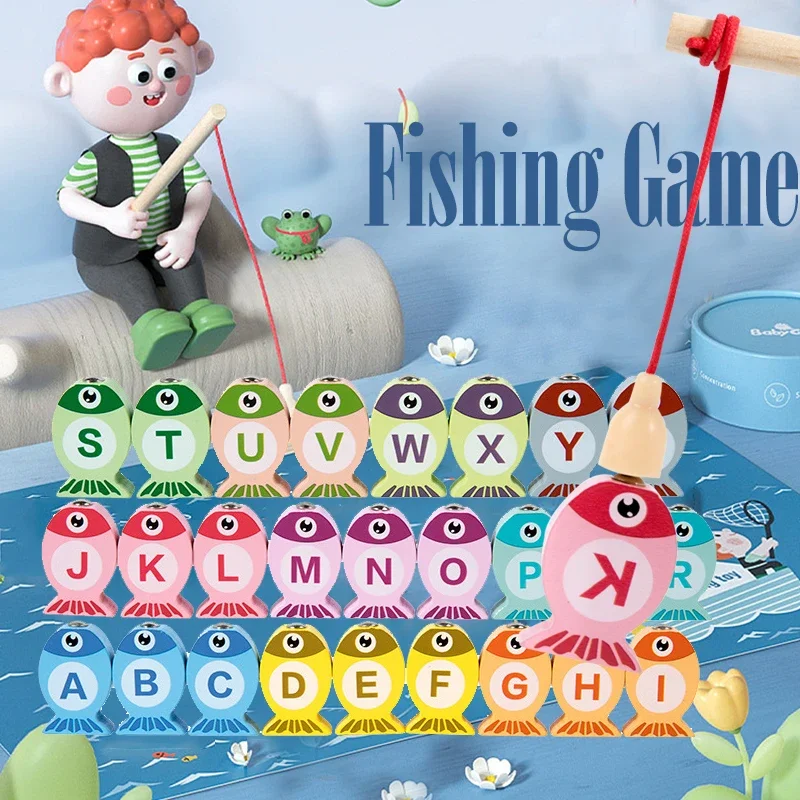 Wooden Fishing Game Toys Gifts Early Education Alphabet Numeric Cognitive Toys Children Interactive Games Toys for children Gift 3