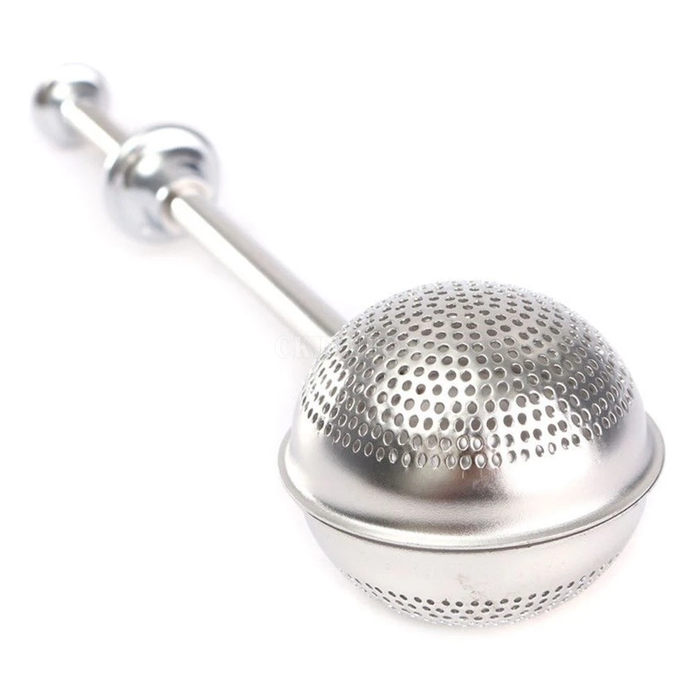 

Free shipping 100Pcs/Lot New Push Creative Stainless Steel Tea Leaf Loose Teaspoon Mesh Herb Strainer Spice Filter Infuser Ball