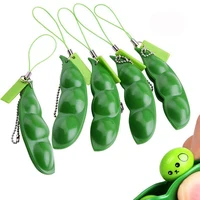 Peapod Fidget Toy Squeeze A Bean Edamame Pea Keychain Keyring Extrusion Bean Pea Soybean Stress Relieving  Antistress Toys 1