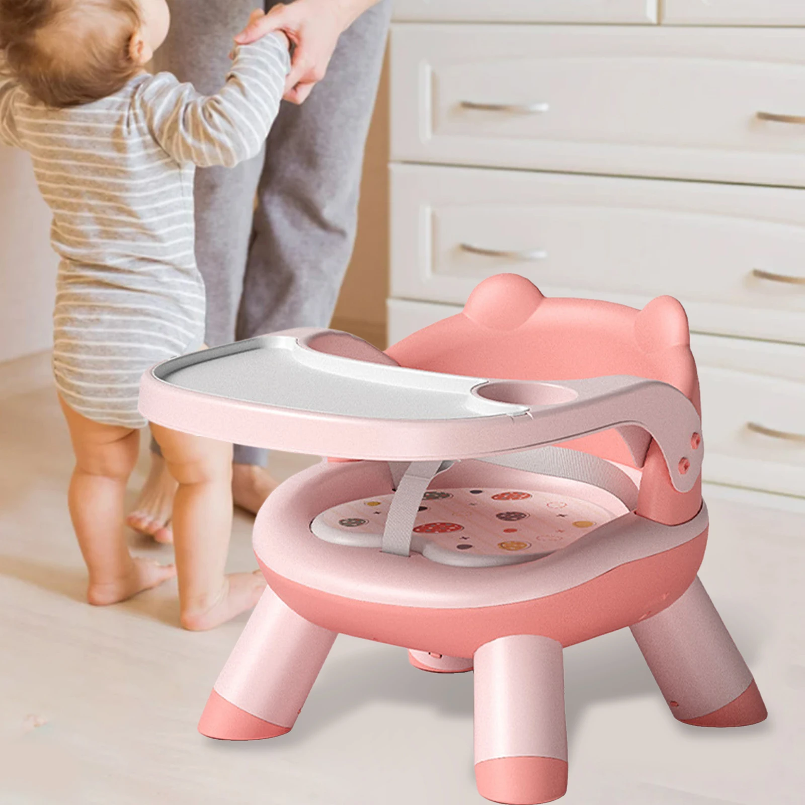 Baby Dining Chair with Whistle Sound Removable Tray Seat Feeding Chair Toddler Lightweight Removable For Infant Baby 0-3 Years