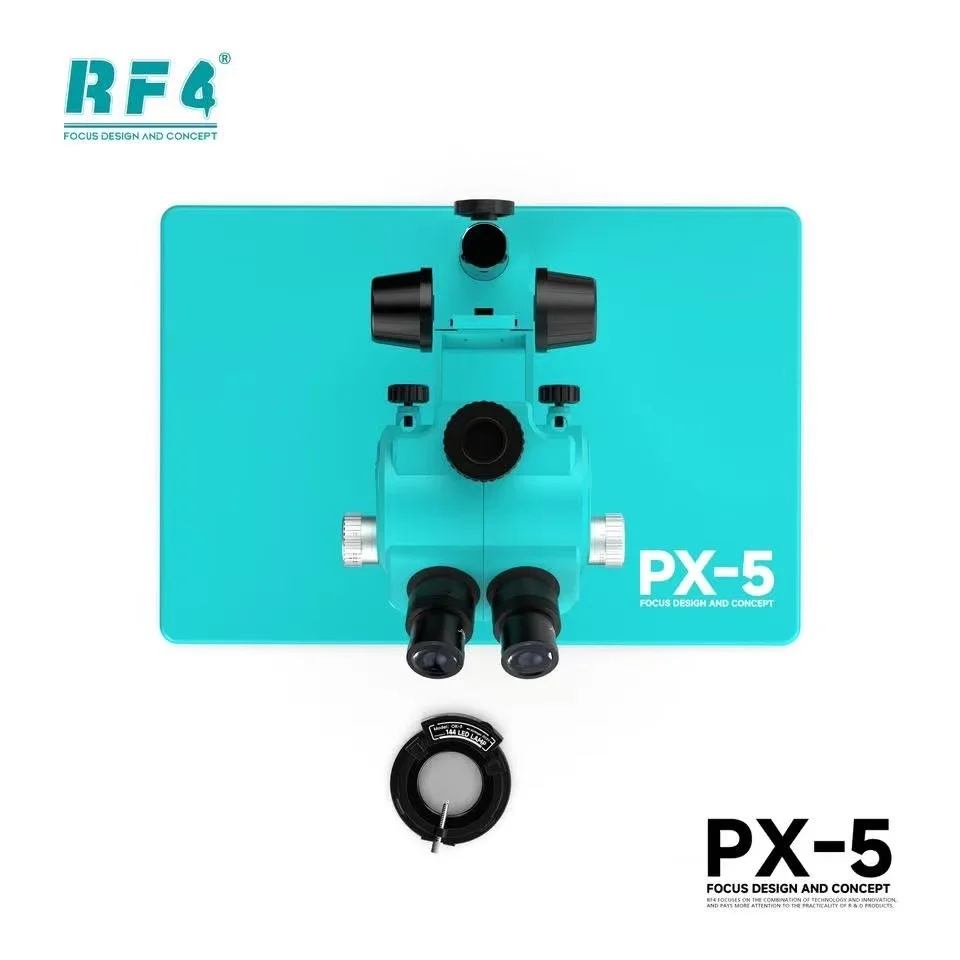 RF4 줌 동시 초점 삼안 실체 현미경 연속 줌 범위 7X50X 휴대폰 PCB 전자 수리용 PX-5