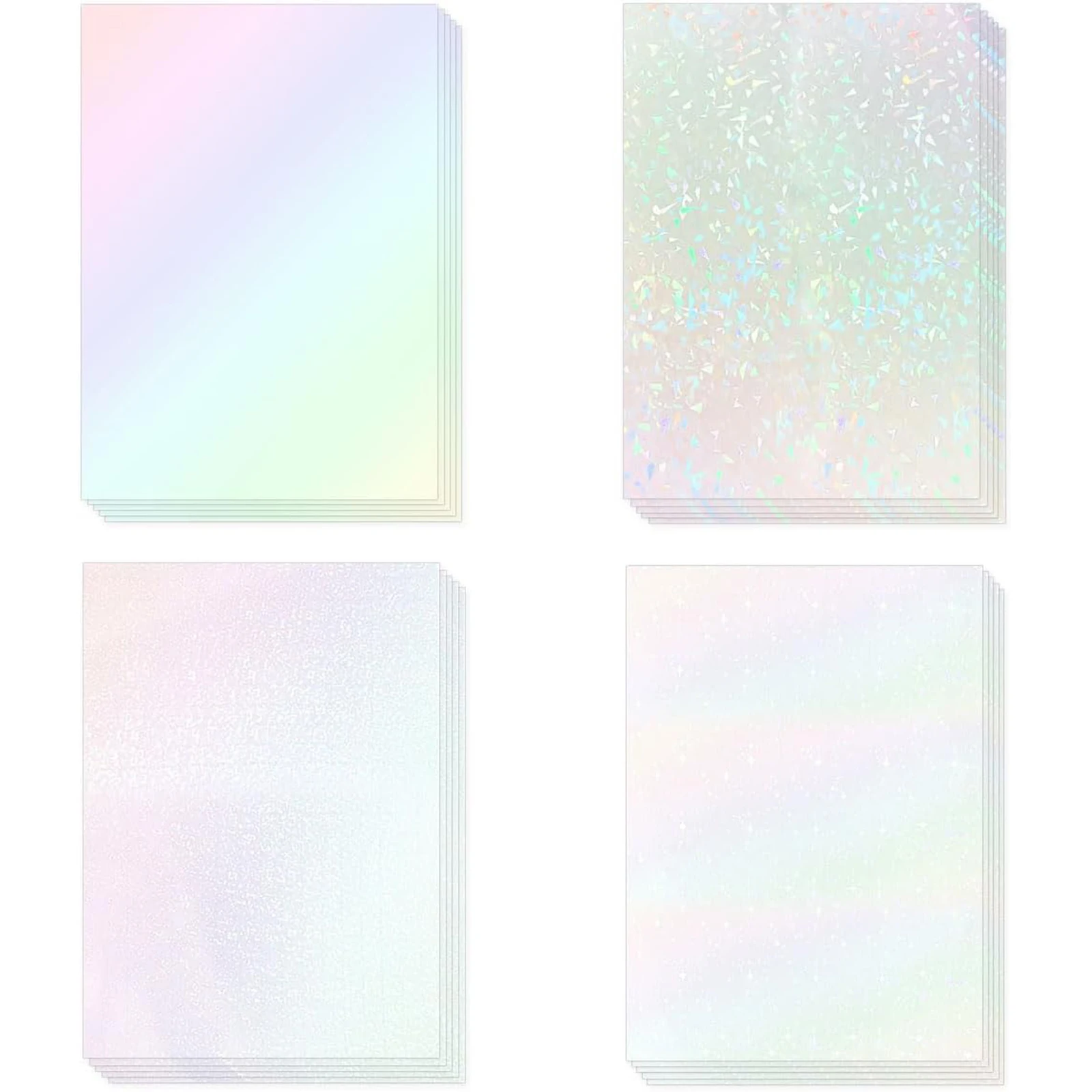 Holographic Cold Laminating Film Self-Adhesive Vinyl Sticker 20 Sheets A4 8.3x11.7 In Waterproof