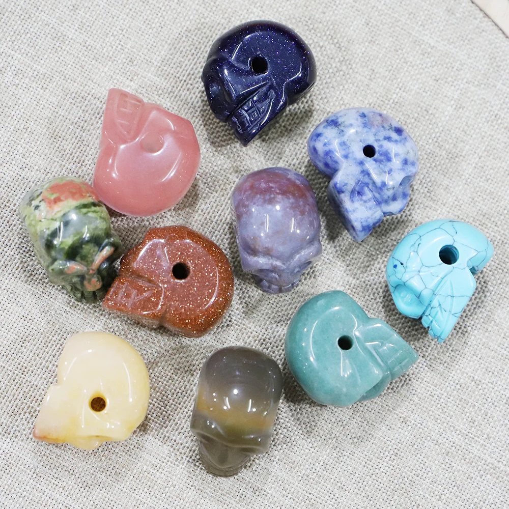 Selling Natural Stone Skull Pendants Necklace Fashion Jewelry Making Charms Skeleton Bracelet Gift Wholesale 6Pcs Free Shipping