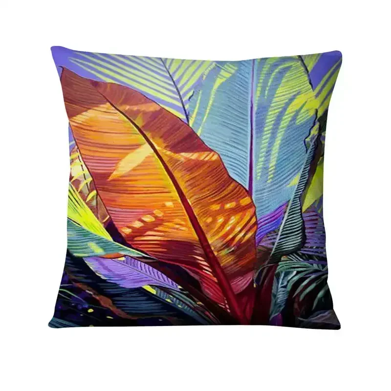 Green Plant Printed Cushion Decorative Pillow Tropical Palm Leaf  Home Pillow Decoration Almofadas Decorativas Para Sofa 45*45cm 3
