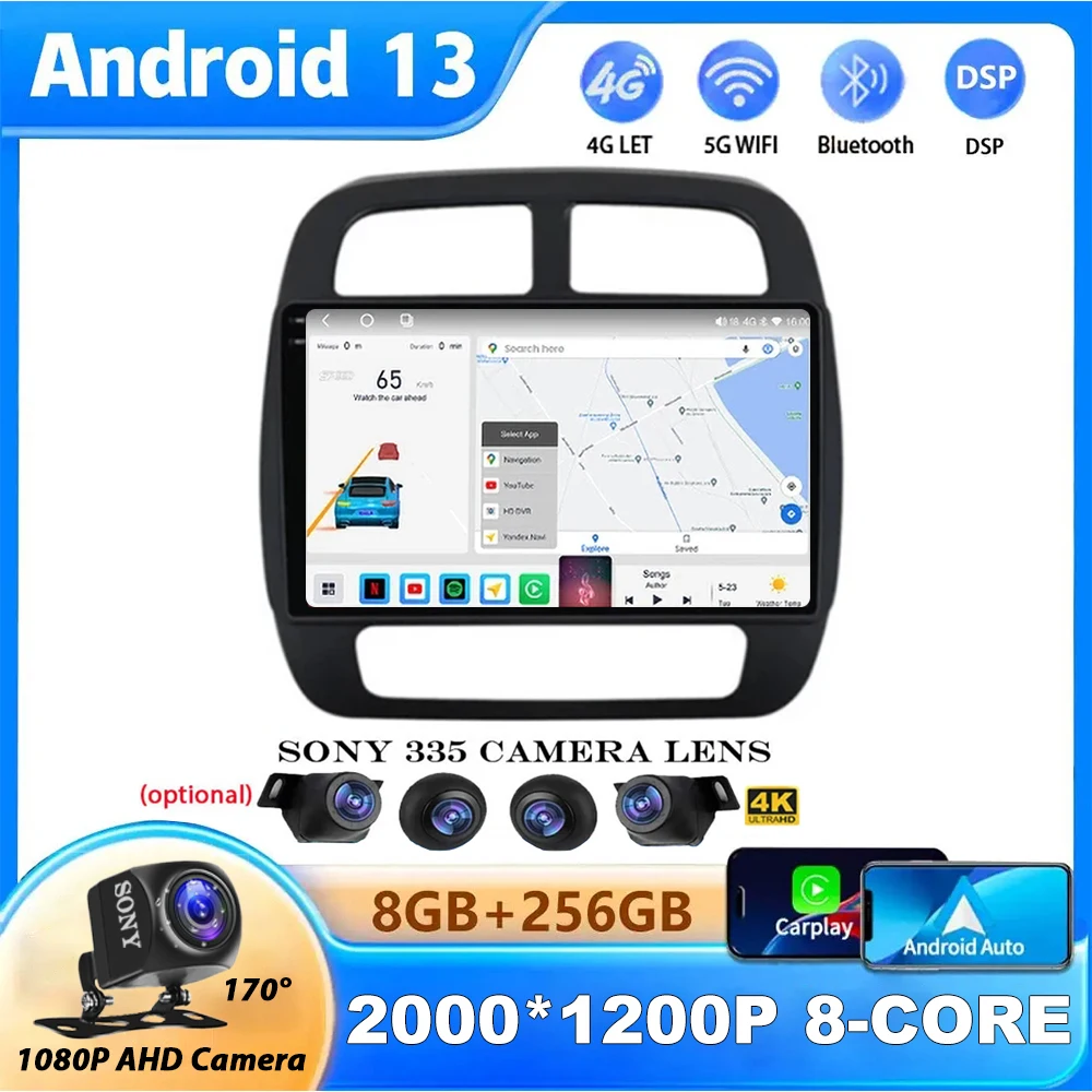 

Android 13 For Renault KWID K-ZE 2018 2019 Stereo Radio Multimedia Video Player 2Din CarPlay Autoradio DSP BT Wireless SWC