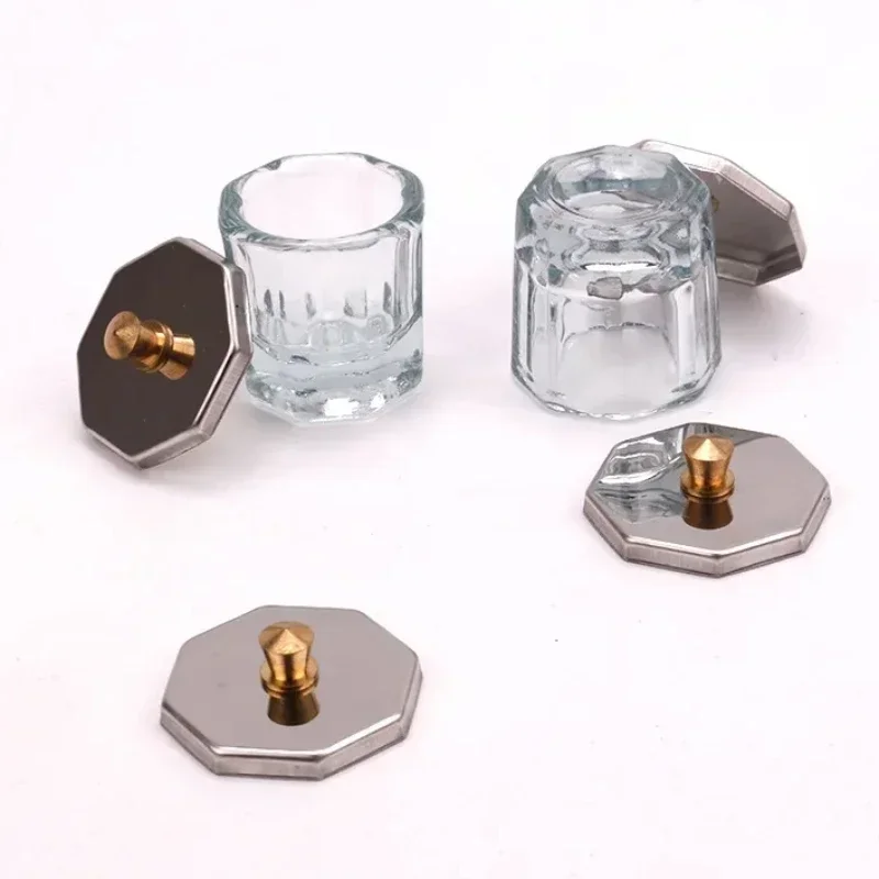 2024 Nail Art Crystal Glass Acrylic Powder Liquid Nail Cup Dappen Dish Lid Bowl Cup Holder Equipment Crystal Glass Nail Art Tool 2