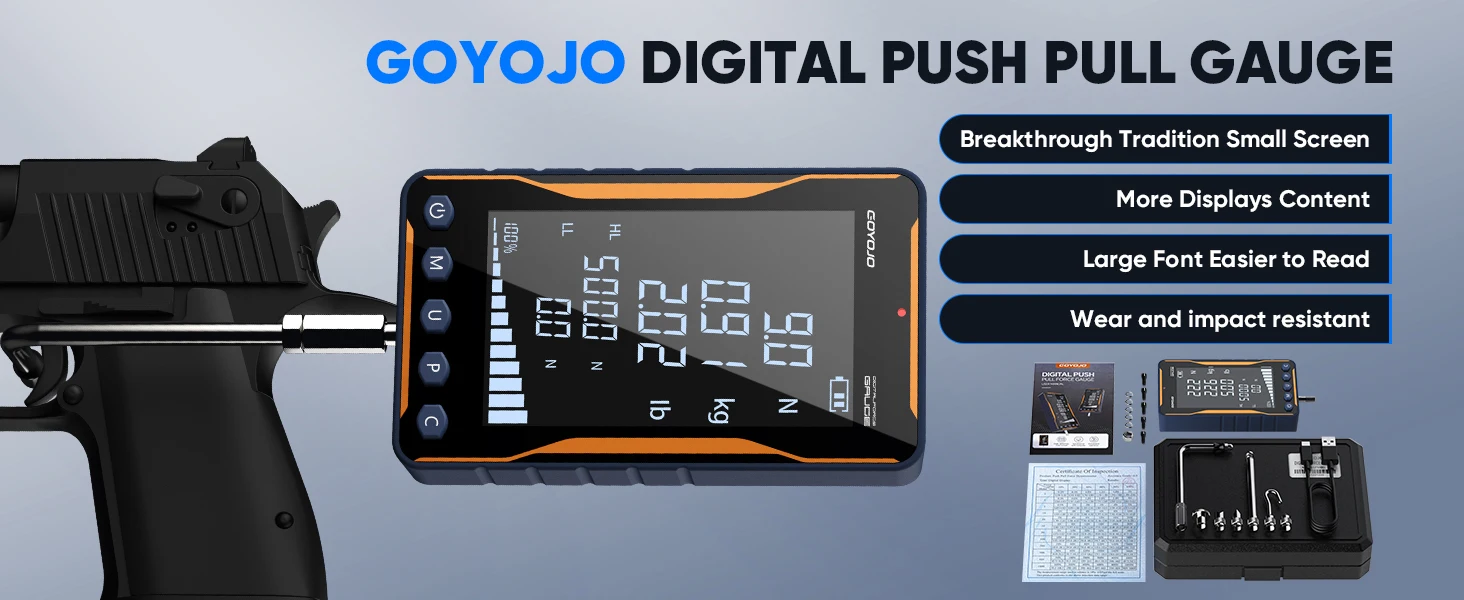 500N Digital Force Gauge HD Large Screen Portable Push Pull Force Gauge 500N/50k