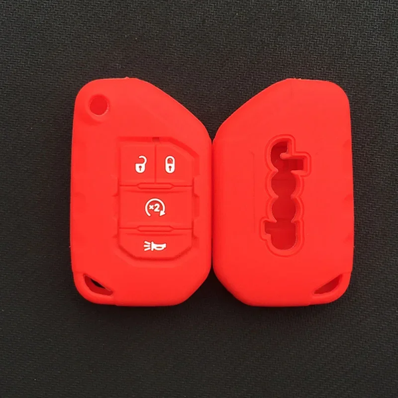5color 4 Buttons silicone Remote Smart car Key Case Chain Cover Jeep Wrangler JL JLU Key Sleeve Protector Case key case key case cover